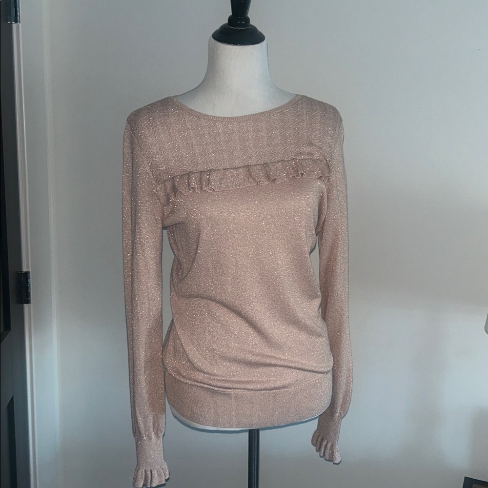 White House black market M blush Pink romantic season-less Knit Sweater